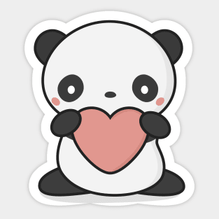 Kawaii Cute Panda With Heart Sticker